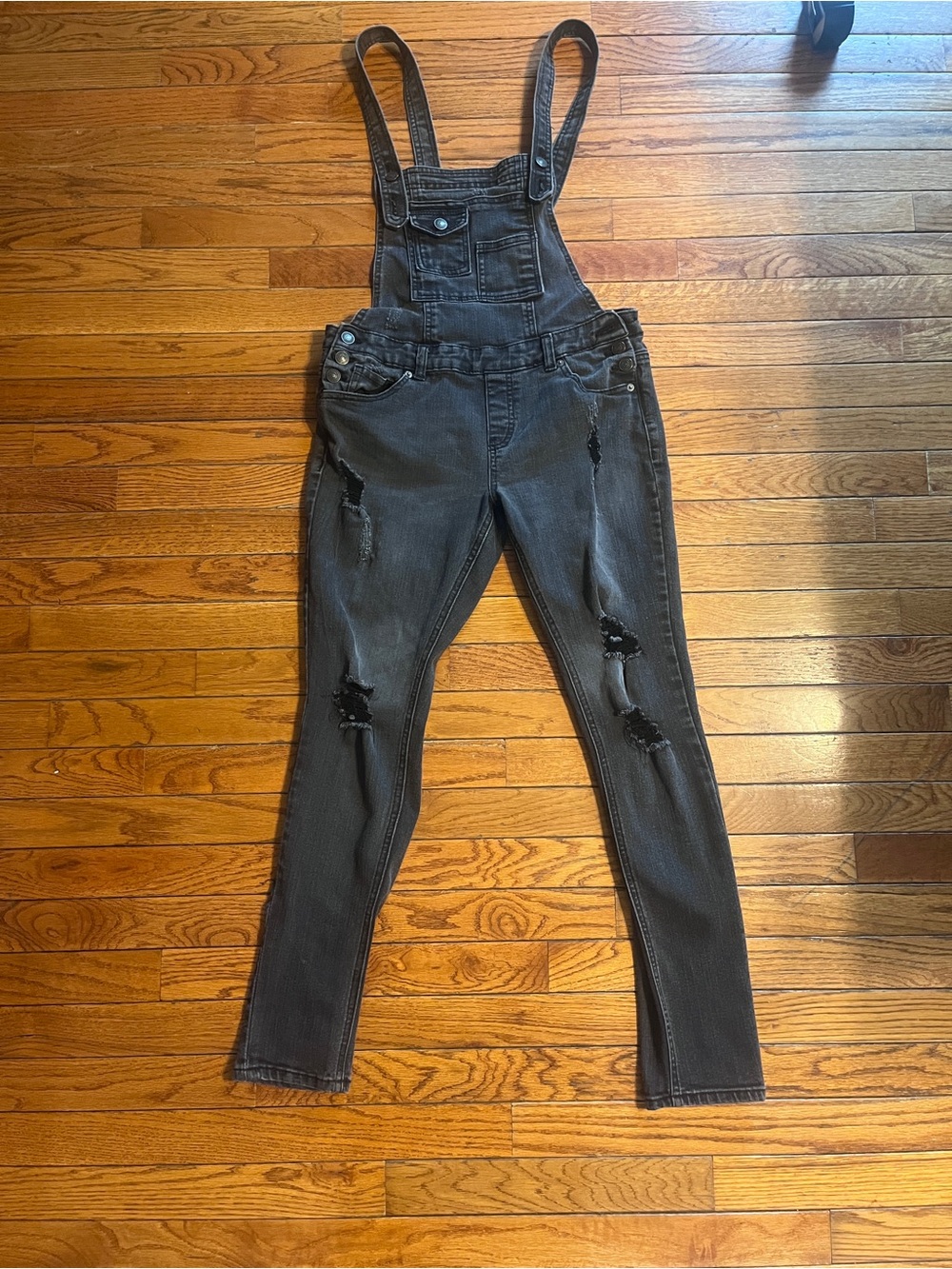 Black Distressed Women's Denim Overalls Womens Skinny 9